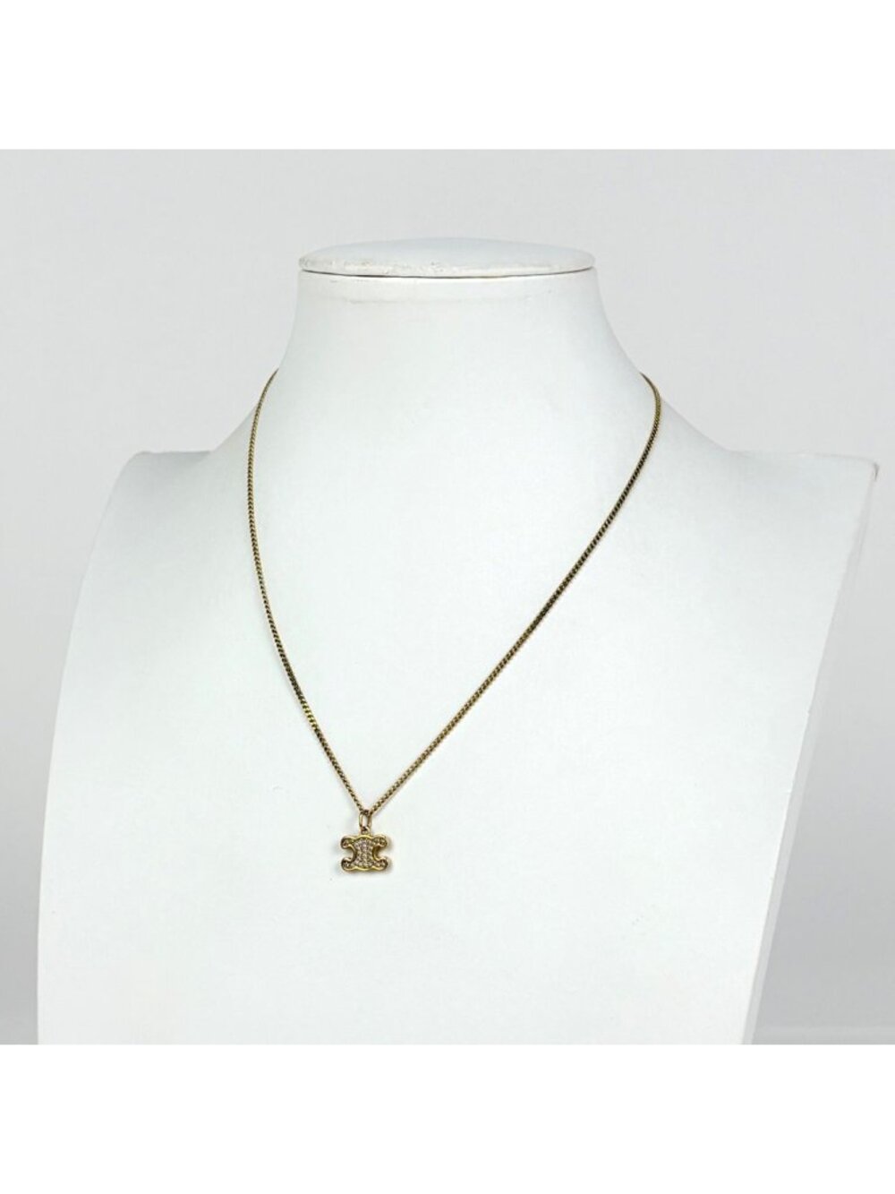 Celine Necklace Triomphe Rhinestone Gold - Picture 5 of 6